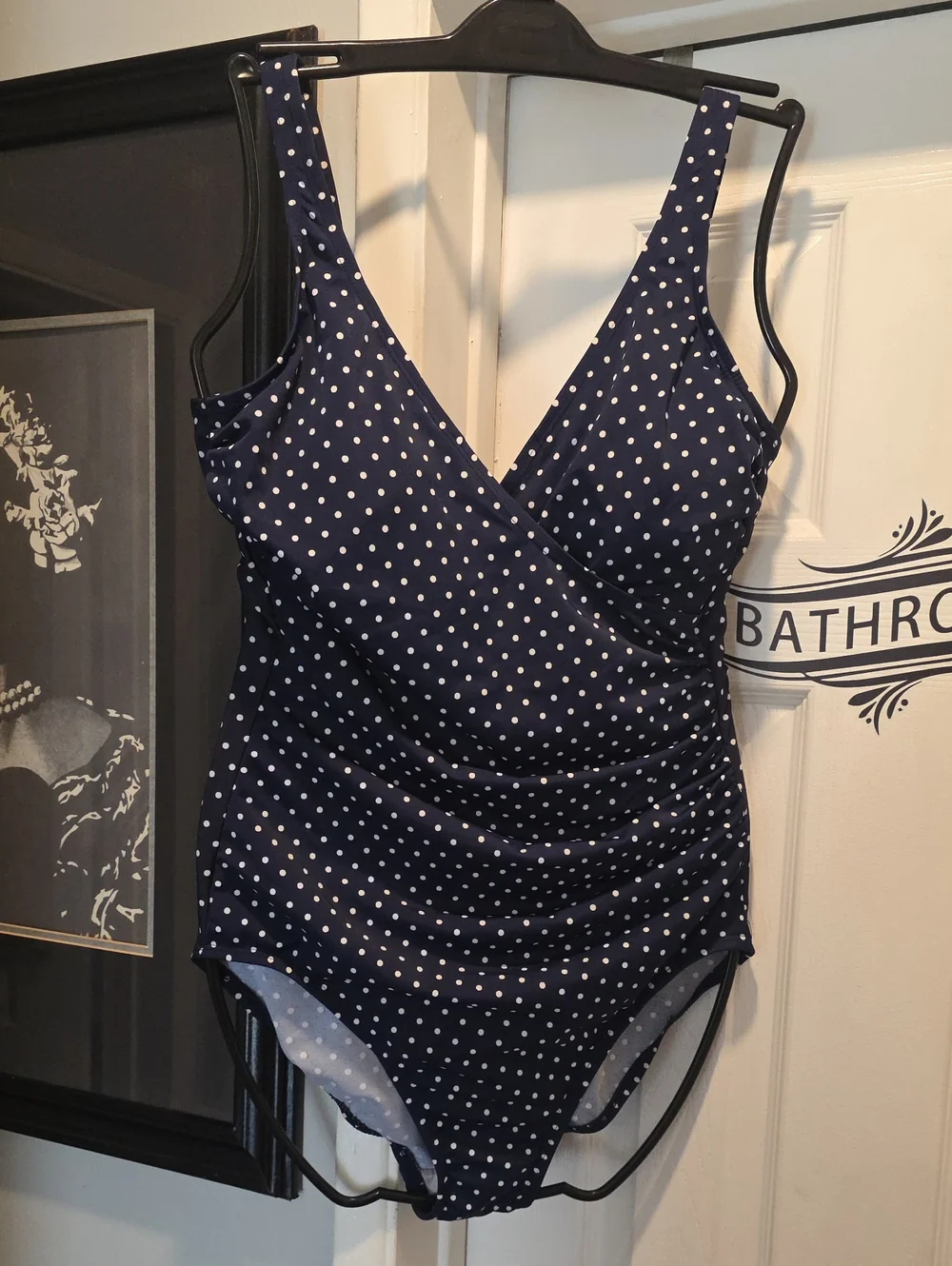 Miraclesuit Navy and White Polka Dot One-Piece